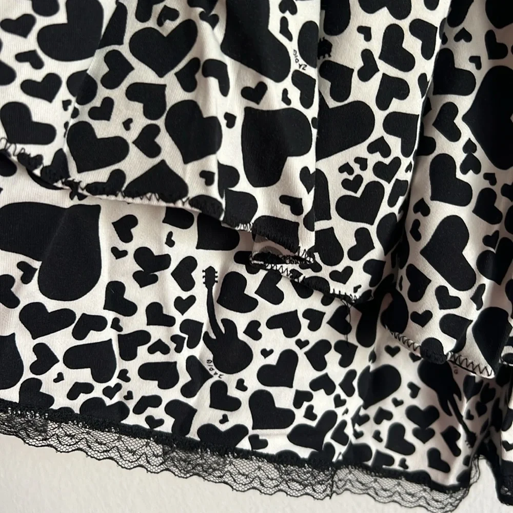 Zadig & Voltaire Freja Dress Heart Print Black White Tunic Girls NWOT